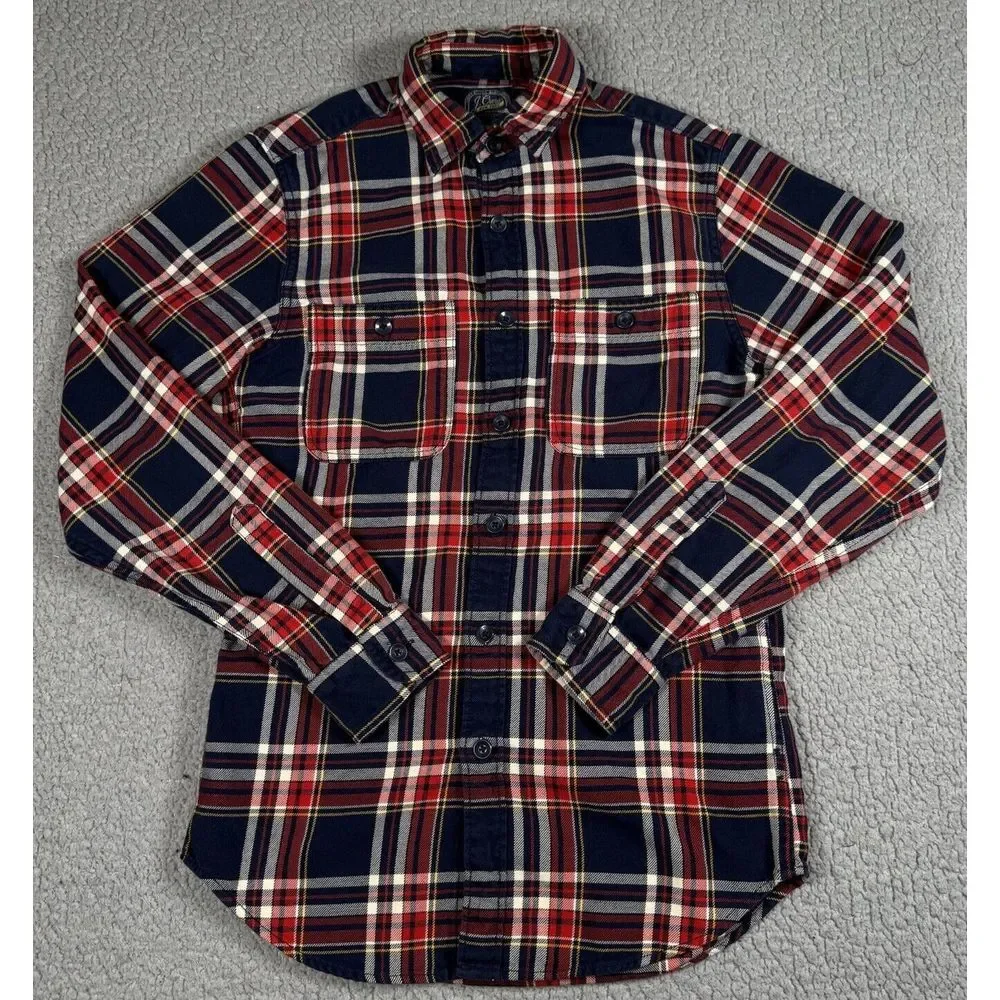 J.Crew Shirt Mens XS Red Blue Plaid Flannel‎ Outdoor Sportsmens Outfitter